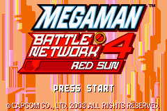 Mega Man Battle Network 4: Red Sun title screen for GameBoy Advance